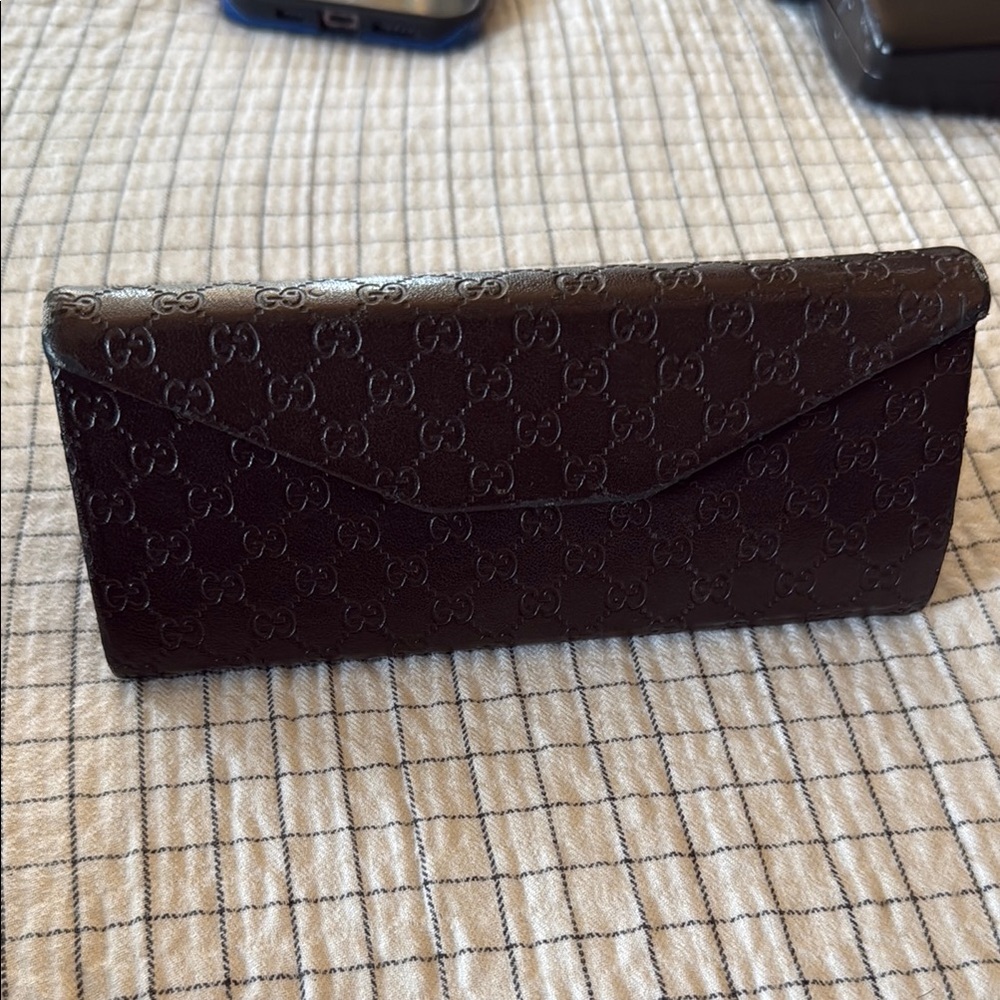 Gucci Brown Sunglasses Case with Iconic Pattern